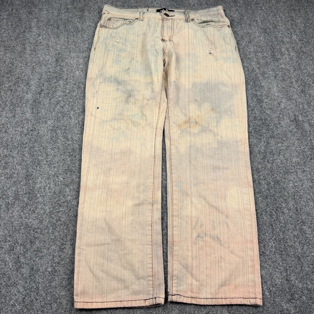 Nostic Mens Jeans Size 34 Light Wash Distressed Skater Y2K Wide Leg Denim